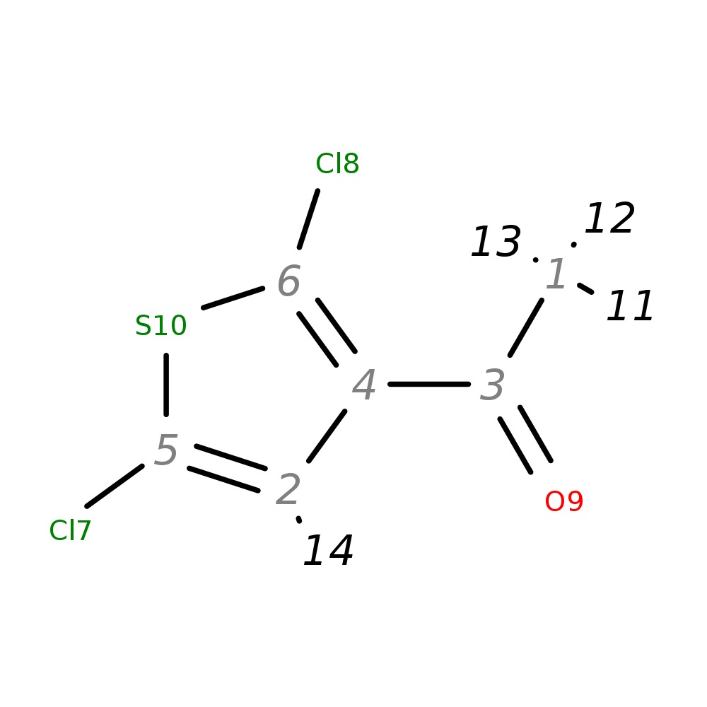 InChI=1S/C6H4Cl2OS/c1-3(9)4-2-5(7)10-6(4)8/h2H,1H3