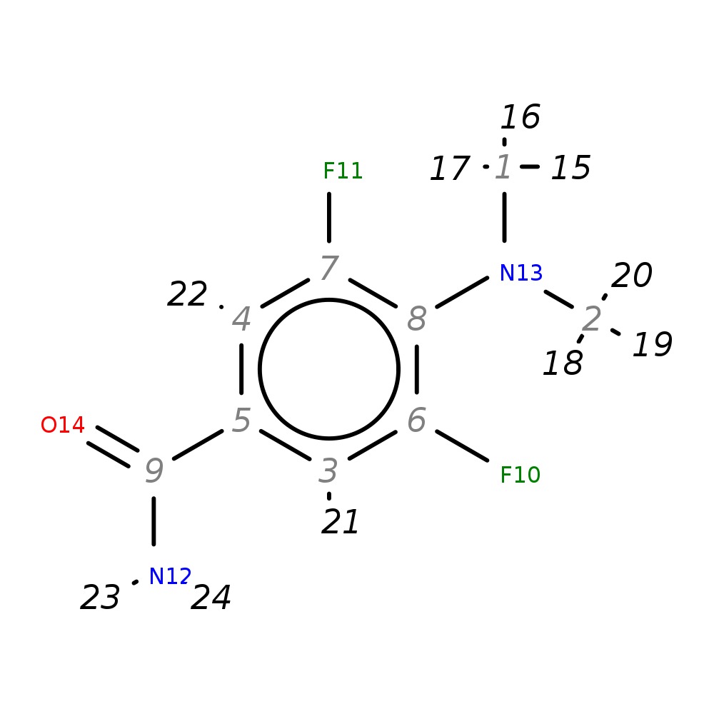 InChI=1S/C9H10F2N2O/c1-13(2)8-6(10)3-5(9(12)14)4-7(8)11/h3-4H,1-2H3,(H2,12,14)