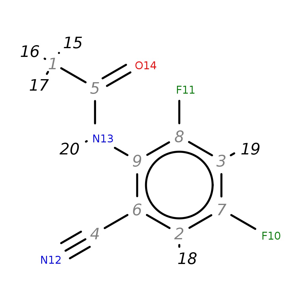 InChI=1S/C9H6F2N2O/c1-5(14)13-9-6(4-12)2-7(10)3-8(9)11/h2-3H,1H3,(H,13,14)