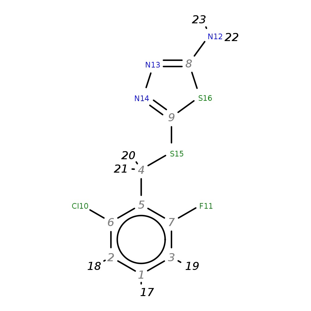 InChI=1S/C9H7ClFN3S2/c10-6-2-1-3-7(11)5(6)4-15-9-14-13-8(12)16-9/h1-3H,4H2,(H2,12,13)