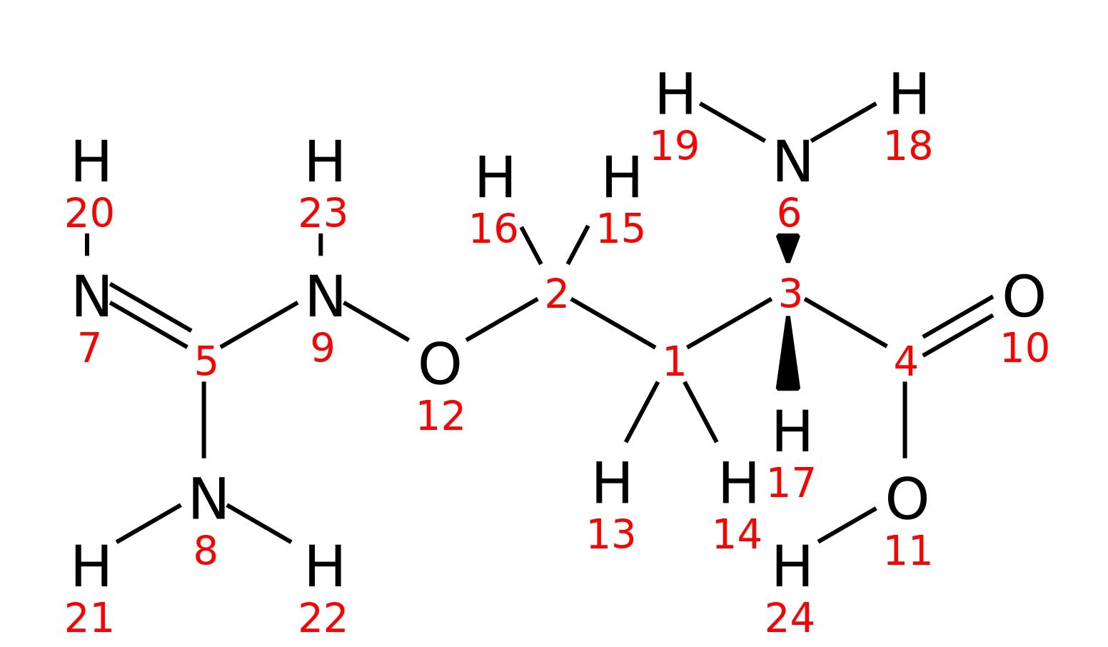 InChI=1S/C5H12N4O3/c6-3(4(10)11)1-2-12-9-5(7)8/h3H,1-2,6H2,(H,10,11)(H4,7,8,9)/t3-/m0/s1