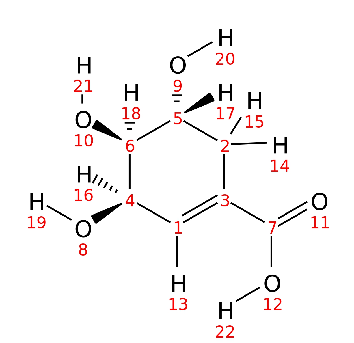 InChI=1S/C7H10O5/c8-4-1-3(7(11)12)2-5(9)6(4)10/h1,4-6,8-10H,2H2,(H,11,12)/t4-,5-,6-/m1/s1