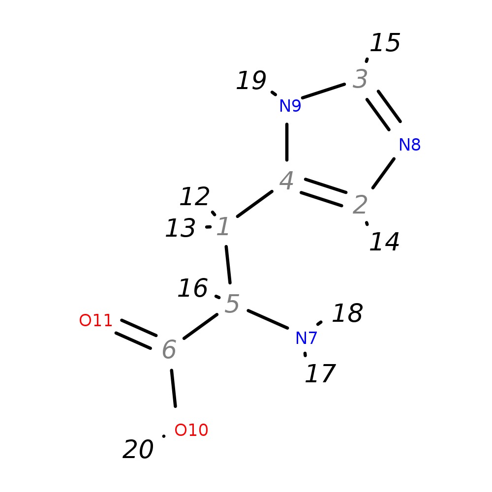 InChI=1S/C6H9N3O2/c7-5(6(10)11)1-4-2-8-3-9-4/h2-3,5H,1,7H2,(H,8,9)(H,10,11)/t5-/m0/s1