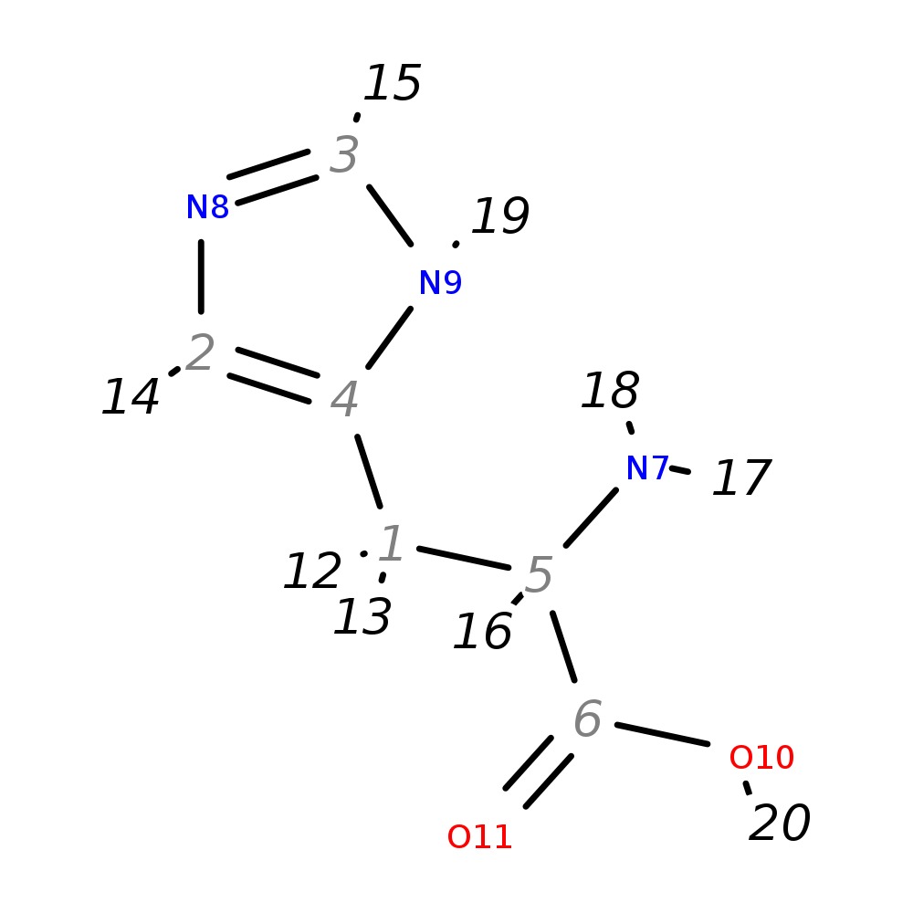 InChI=1S/C6H9N3O2/c7-5(6(10)11)1-4-2-8-3-9-4/h2-3,5H,1,7H2,(H,8,9)(H,10,11)/t5-/m1/s1